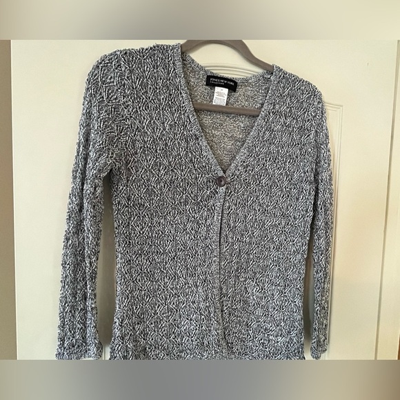 Jones New York Collection Charcoal Gray One button Cardigan Women’s Medium - Picture 4 of 10